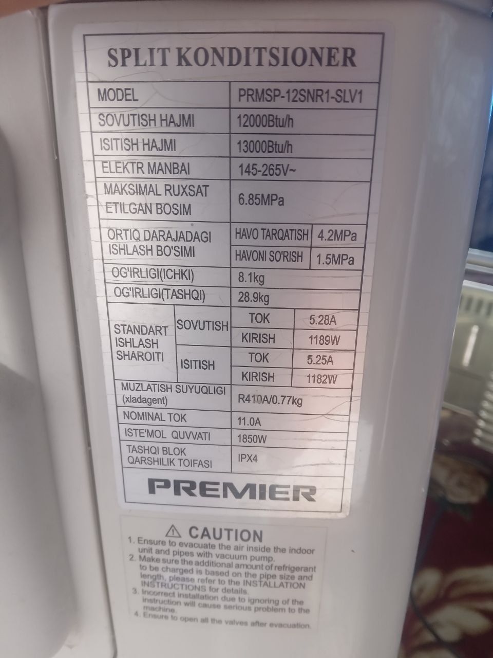 Konditsioner 12 tahlil Premier