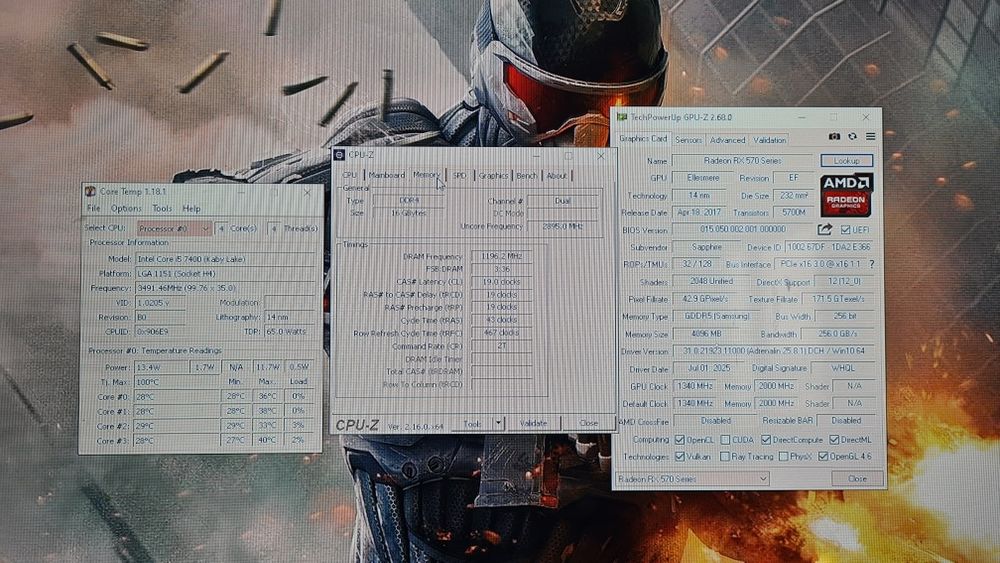 Unitate PC Gaming i5 7400 video 4GB RX 570 16GB RAM SSD