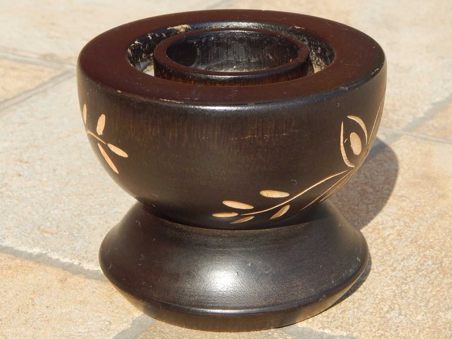 Suport lumanari lemn natural motive africane