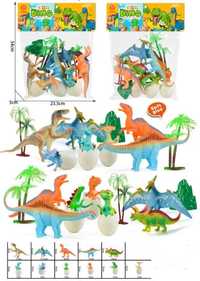 Set cu 10 Dinozauri cu oua si plante, Simulated T-Rex, NOU