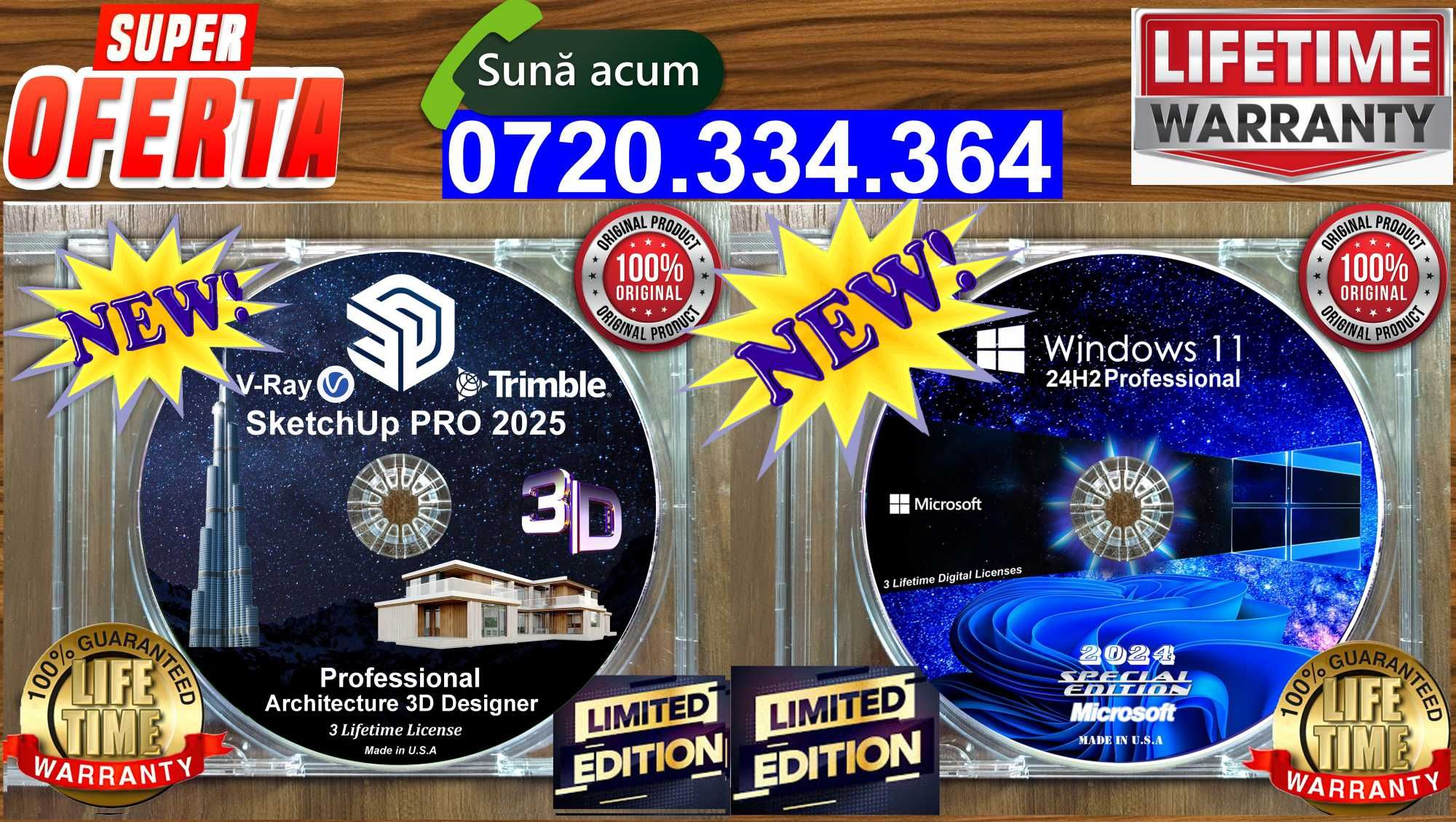 SketchUp Pro 2025 + V-Ray - 3 Lifetime Licenses /Cadou Windows 11 Pro