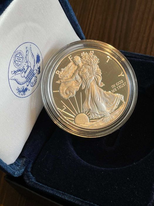 Lot monede America - 2019 Apollo II 50 / 2008 Silver Eagle