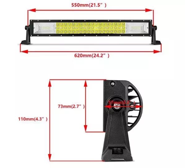 55 СМ. 324W Мощен 7D 7Д Led Bar Лед Диоден Бар Прожектор 12V 24V