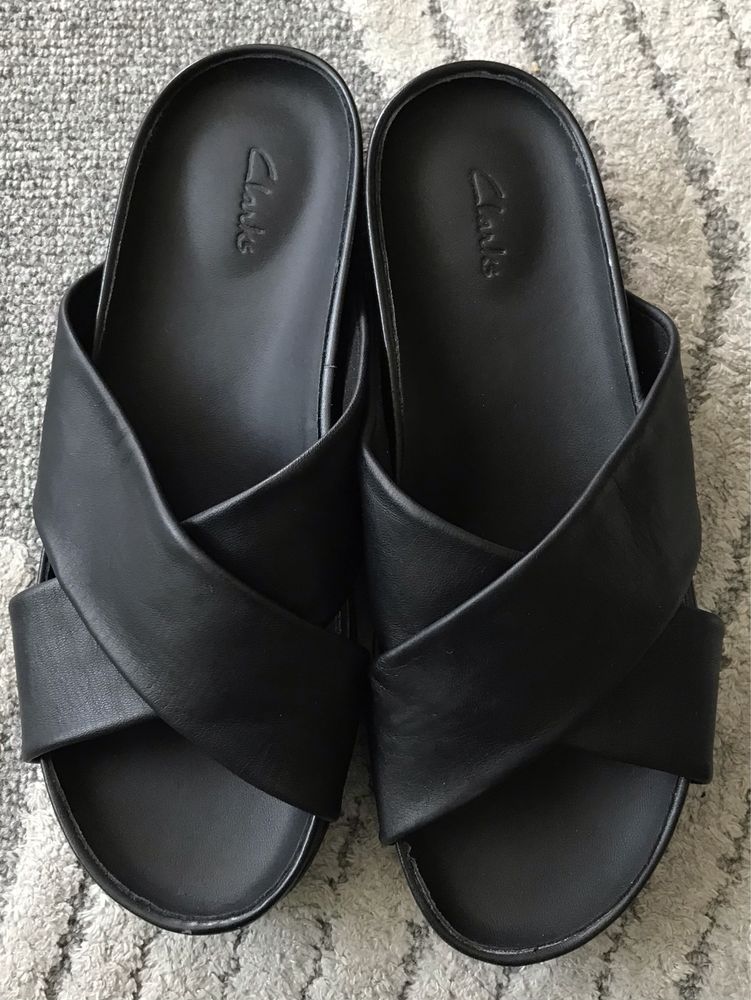 Естествена кожа дамски чехли Clarks р-р 37