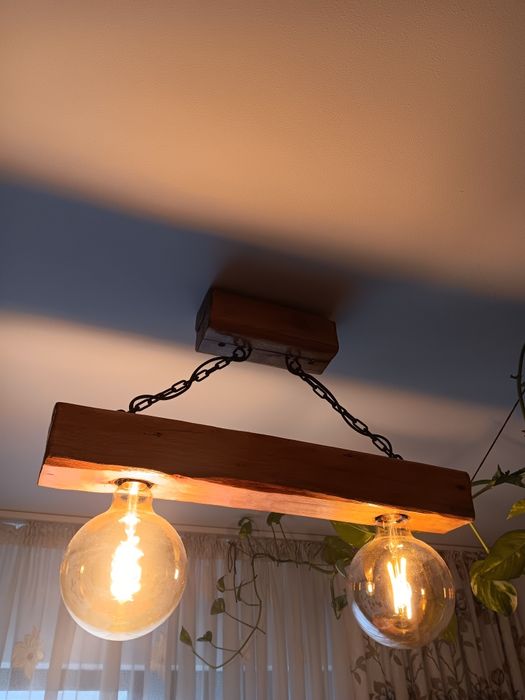 Lustra vintage rustica lemn fag