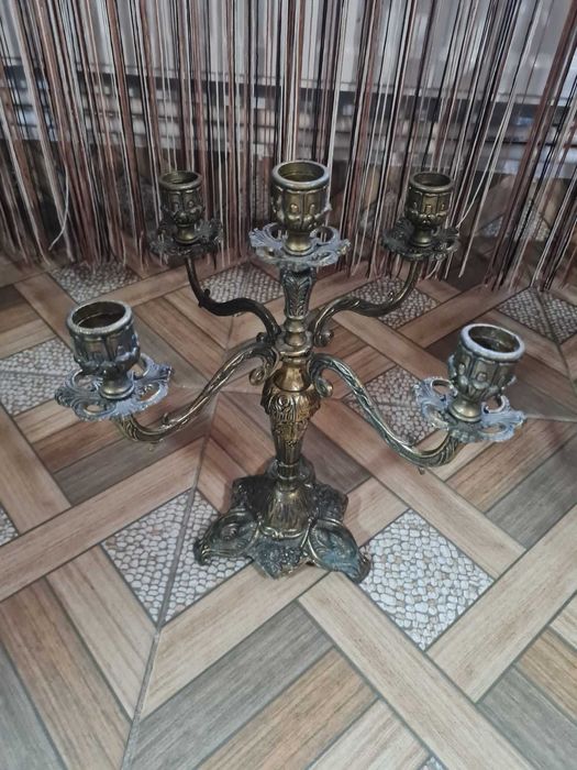 Sfesnic bronz suport lumanari 5 brate rotative