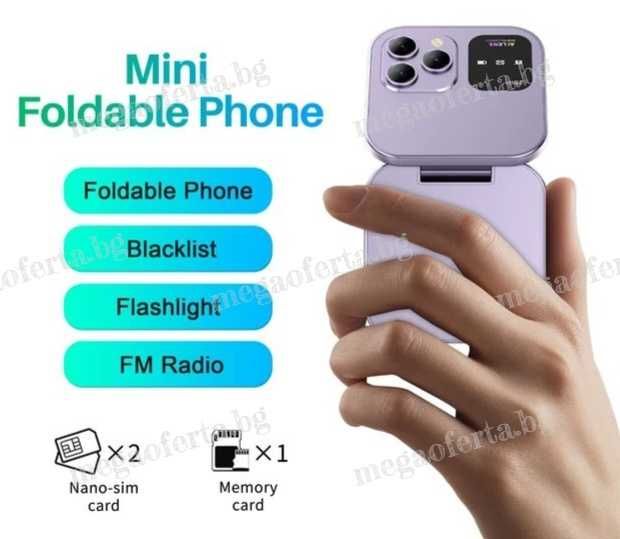 i16 PRO Мини Сгъваем Мобилен Телефон с две сим карти
