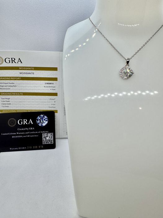 Сребърно колие с мойсанит (Диамант) 1 карат