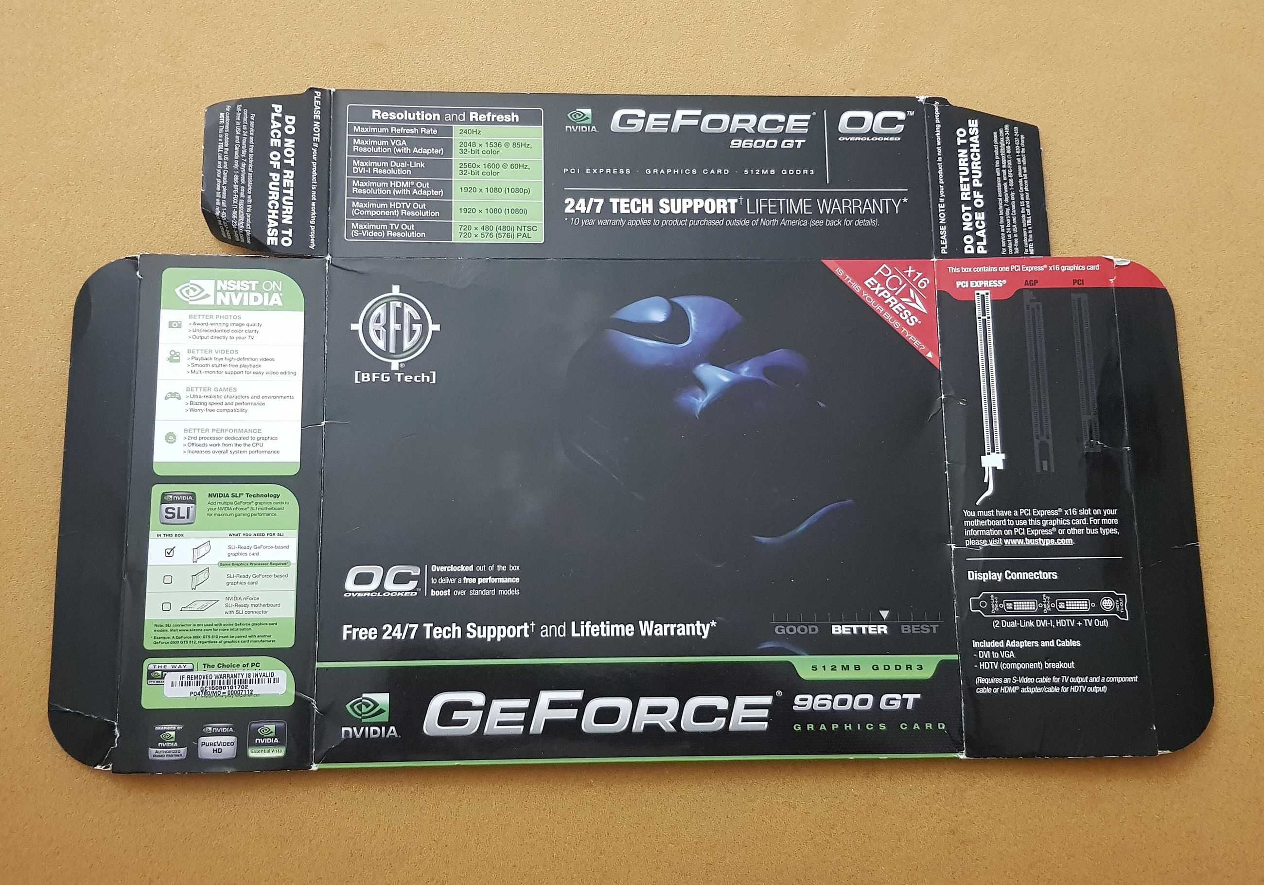 Placa Video Retro Gaming BFG GeForce 9600 GT OC 512MB GDDR3 256bit