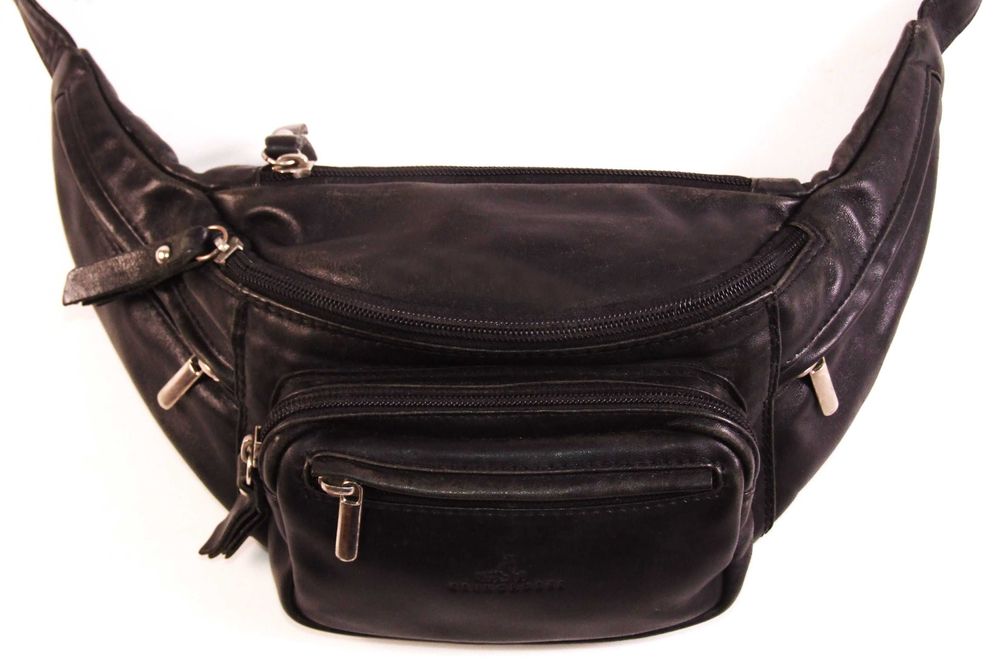 Borseta de brâu BRUNO ROSSI, 6 buzunare, piele naturala, NOUA