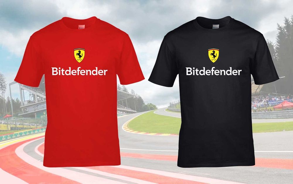 Tricou Ferrari F1 Bitdefender rosu sau negru bumbac 100