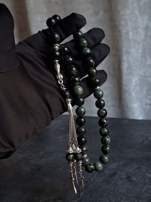 Премиальные чётки(тасбих)  ручной работы из змеевика — 33 бусины