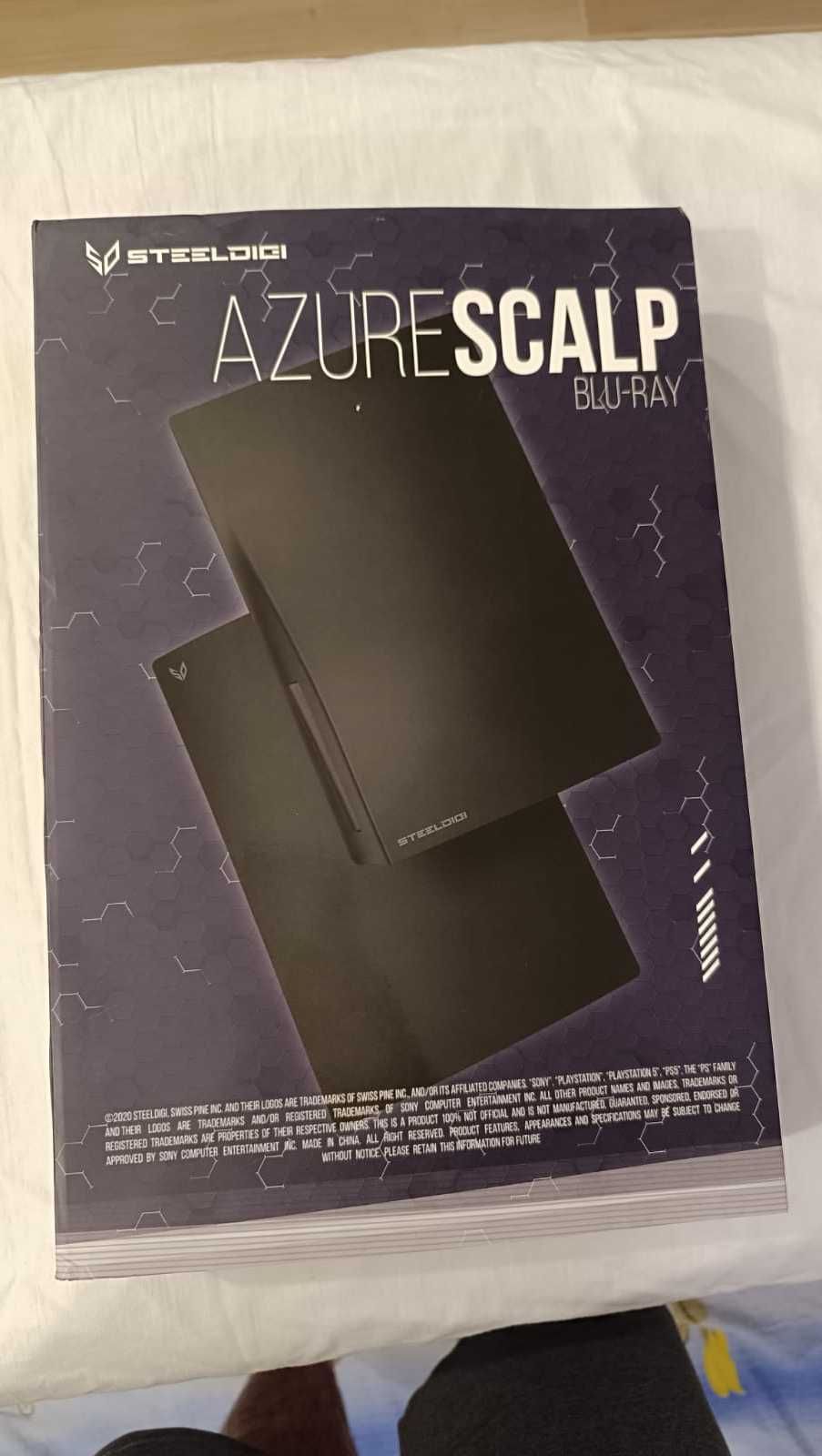 Carcasa pentru PS5 Blu-Ray, SteelDigi, Azure Scalp, Negru, Plastic