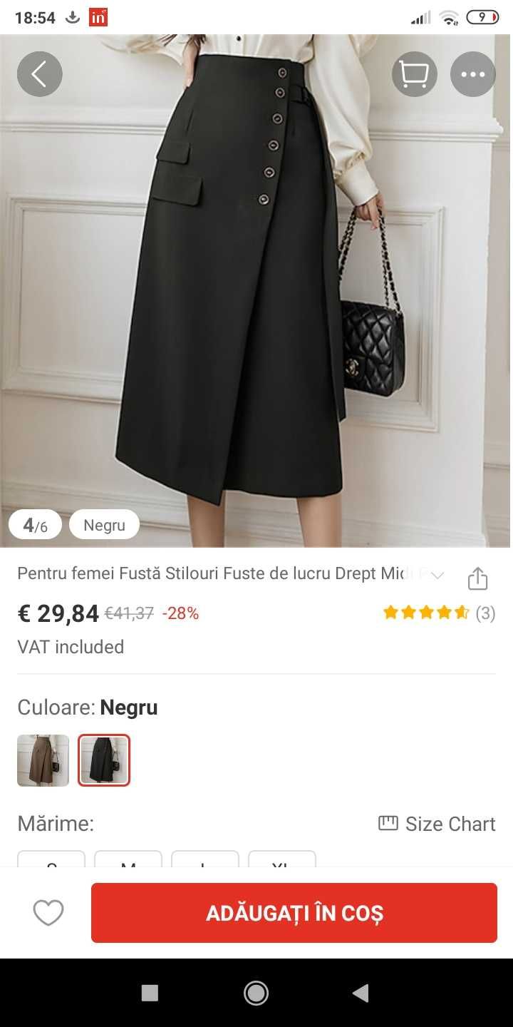 Fusta midi croi drept fara slit xl 44. Talie 76cm sold 100 lung 73cm