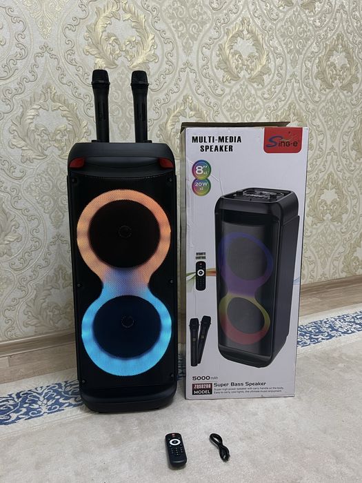 Прокат колонка 2 микрофоном 4000 тг аренда  колонка