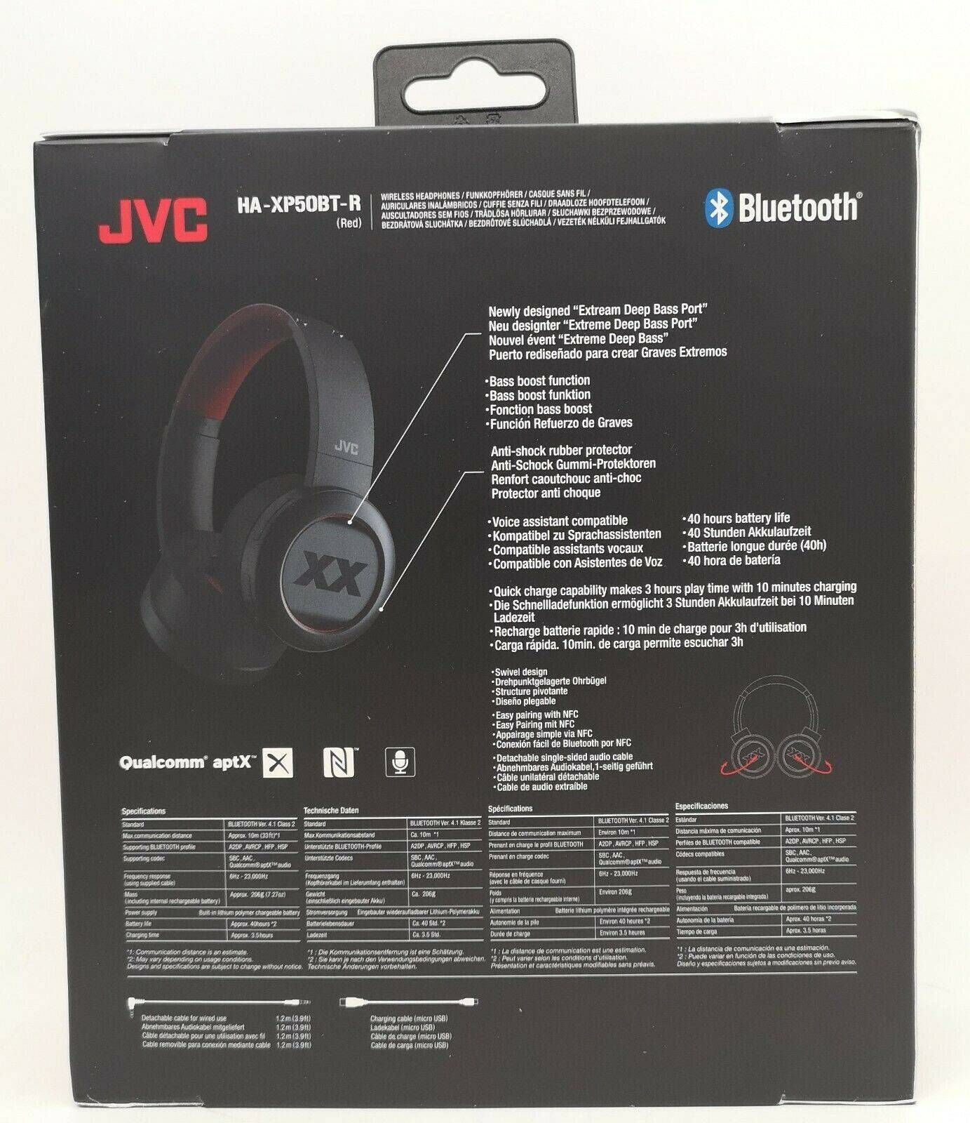 Casti Stereo JVC HA-XP50BT-RE Bluetooth wireless in cutie nou