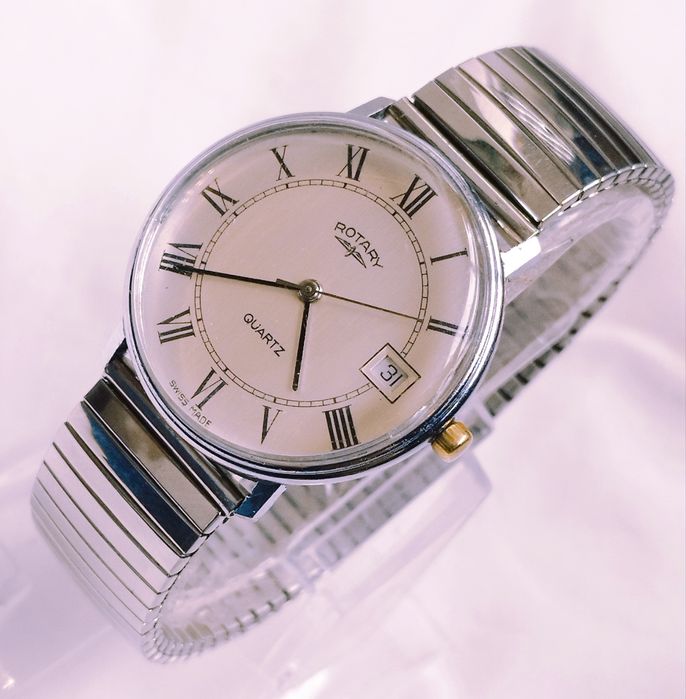 Ceas de damă Rotary cu quartz, din otel inoxidabil.