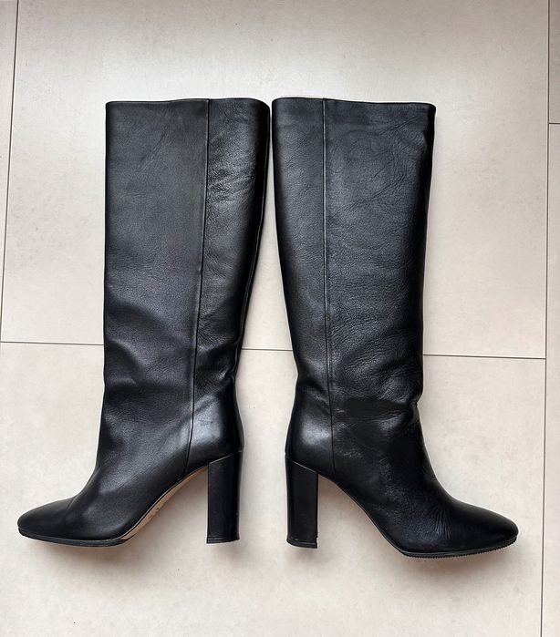 Дамски ботуши естествена кожа, размер 40, черни