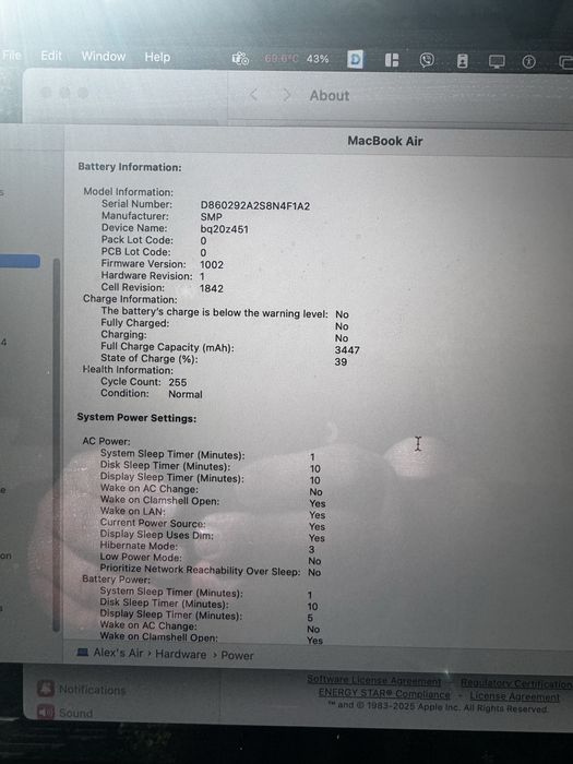 Macbook air 2020 i5 16gb  1Tb