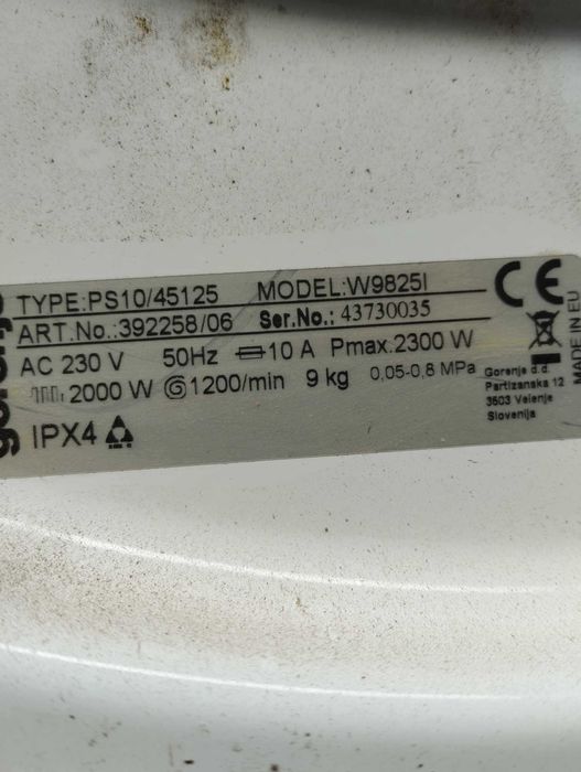 Части за пералня Gorenje W9825 - двигател филтър помпа чекмедже