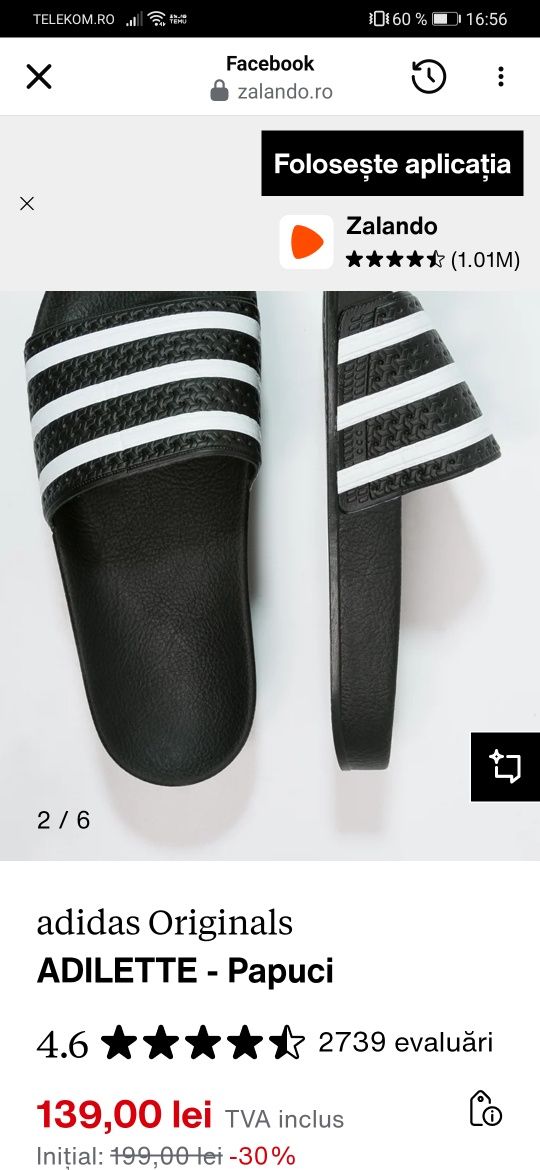 Vand papuci adidas (originali )potriviti pentru marimea 43.