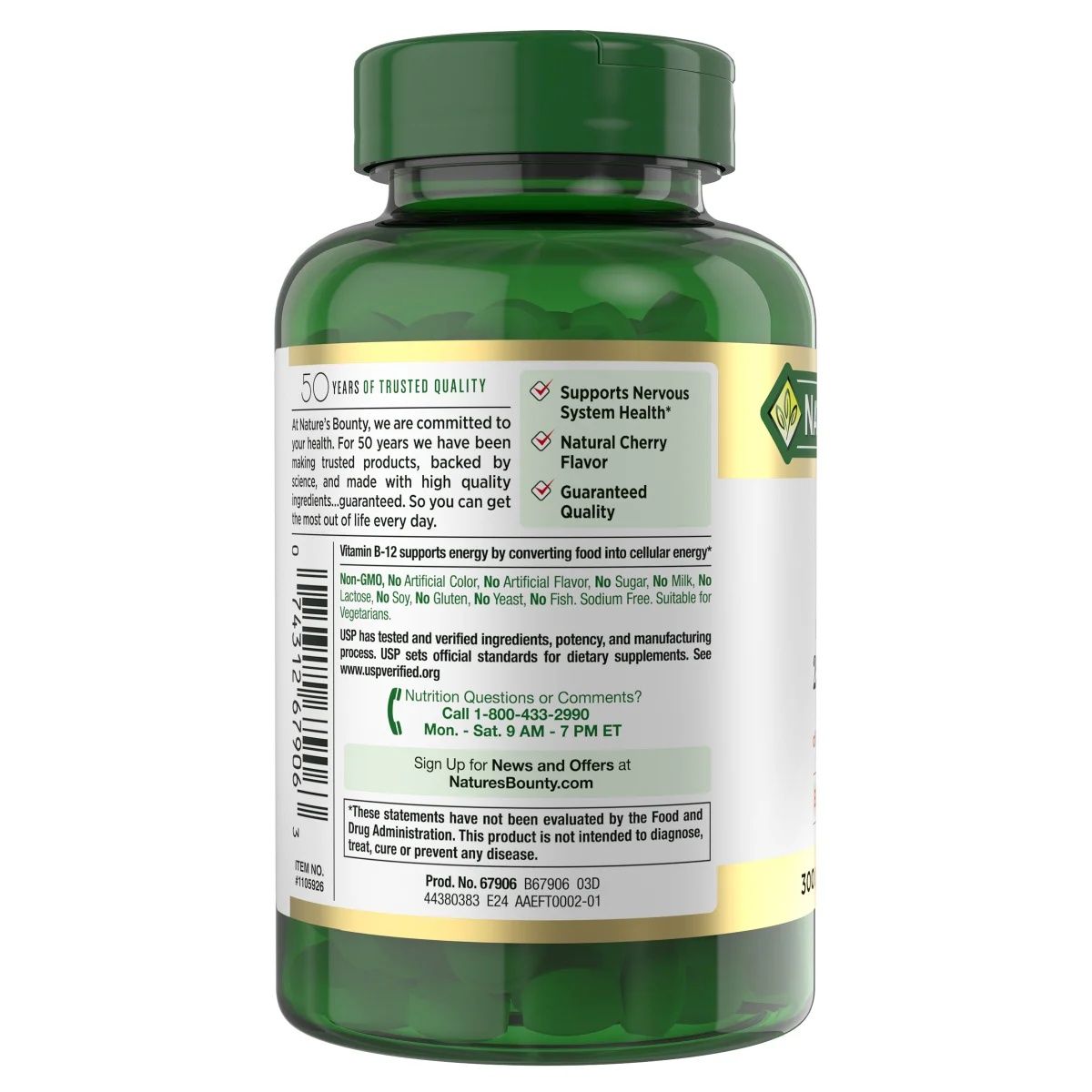 Витамин B-12 Nature's Bounty Vitamin B-12
300 быстрорастворимых таблет