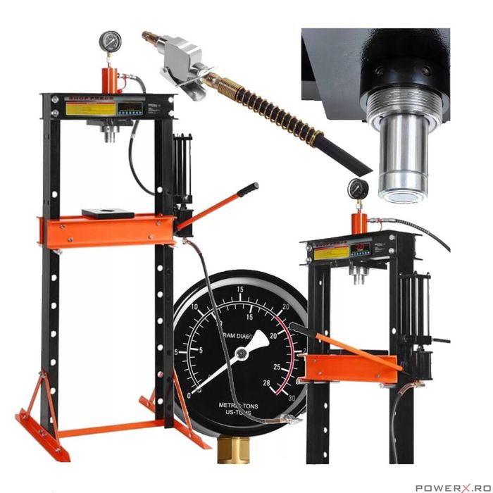 Presa hidraulica pneumatica 20 tone, cu piston glisant si manometru, 9