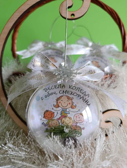 Коледни топки за елха със снимка и пожелание