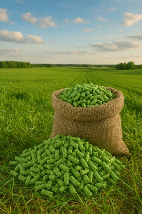 Гранулы из люцерны. Жонышкадан гранула.