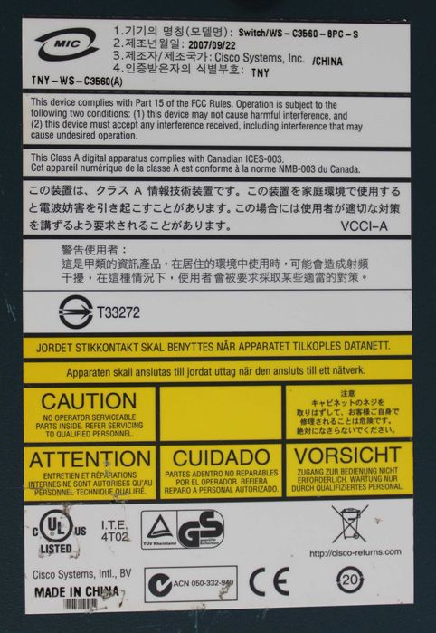 Switch CISCO Catalyst WS-C3560-8PC-S  3560 PoE