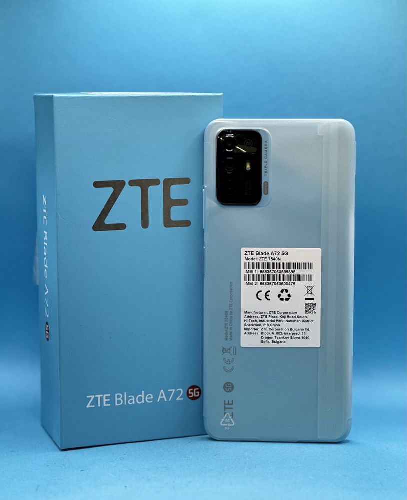 НОВ!!! ZTE Blade A72 5G, 4GB, 64GB, Pearlescent Blue