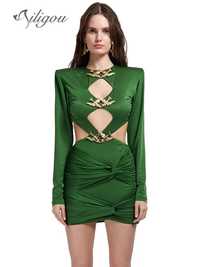Rochie verde cu accesorii