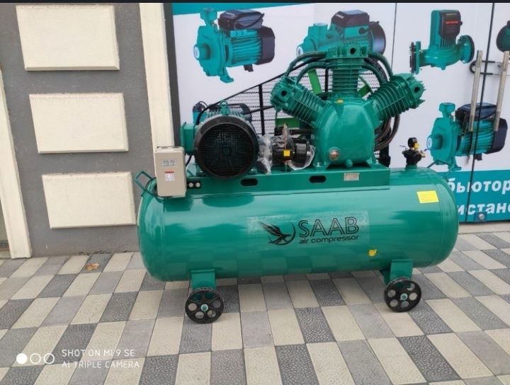 100 литр 10 бар хаво компрессори, поршенли, ременли. SAAB kompressor