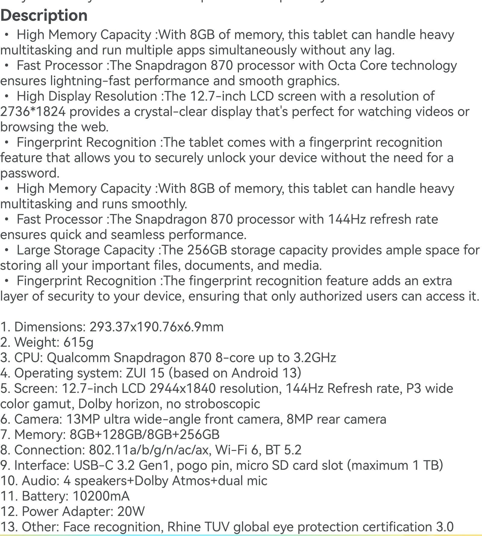 Lenovo tab pro 12.7 snapdragon 870=Lenovo P12 pro fara ecran amoled