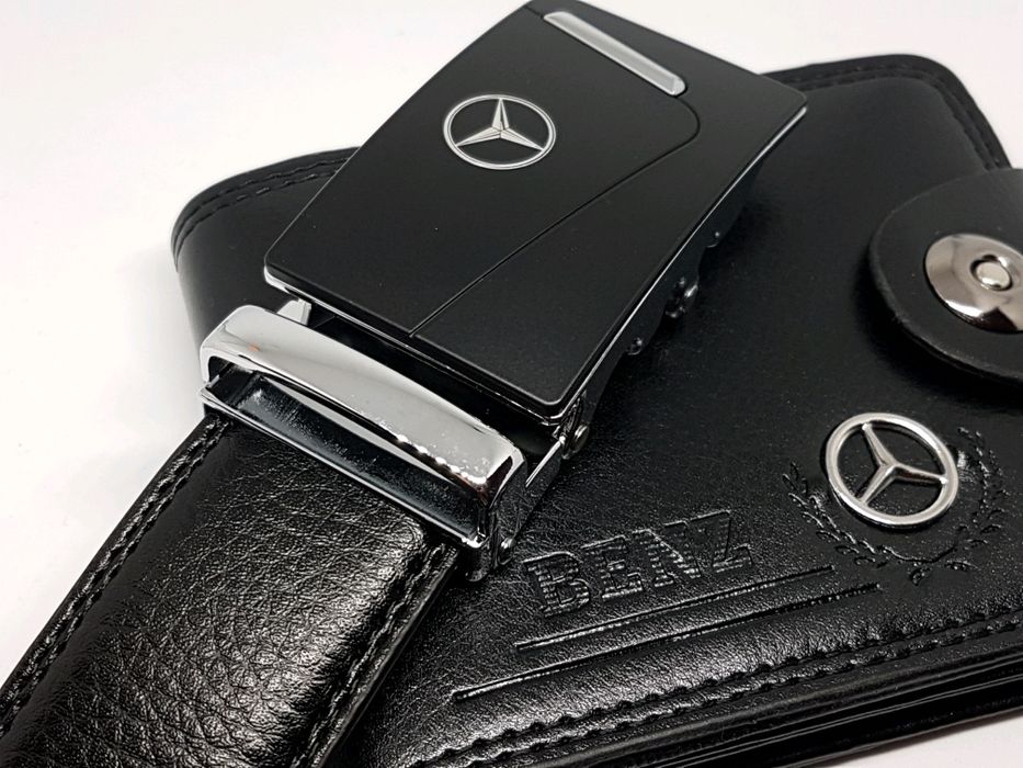 мъжки портфейл+колан луксозен комплект бмв мерцедес ауди