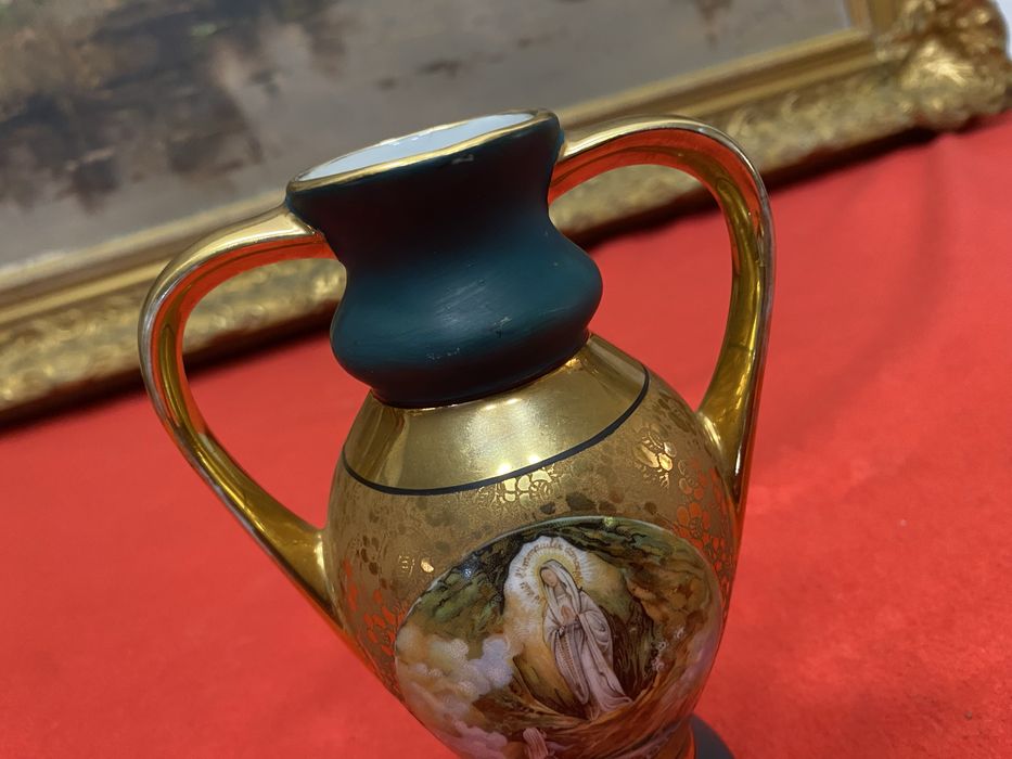 Френска ваза Limoges 1958 24 к позлата ръчно изрисувана