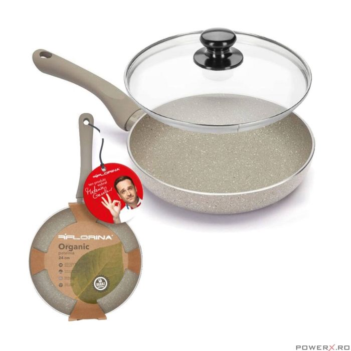 Tigaie din aluminiu cu invelis antiaderent, 24 cm, gri, Sandy Florina