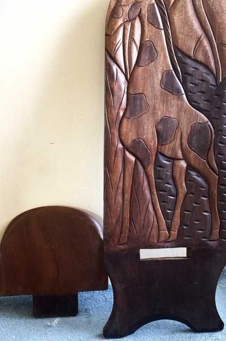 Superb scaun african-lemn exotic-gravura in relief-girafa-Franta