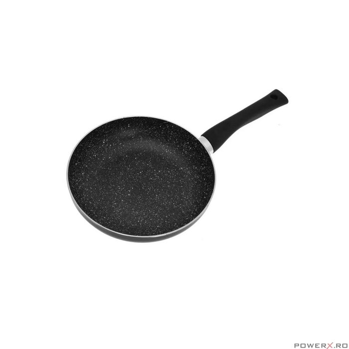 Tigaie din aluminiu cu capac, marmorata, 24 cm, negru, KingHoff