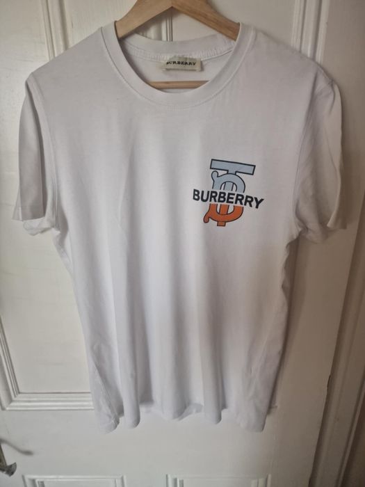 Tricou Burberry original alb cu logo TB (mărime S-M)