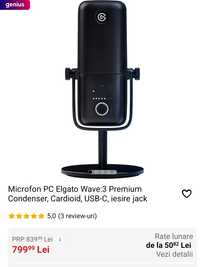 Microfon PC Elgato Wave:3 Premium Condenser, Cardioid, USB-C