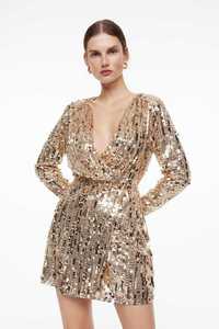 Платье H&M в золотых пайетках / Gold Sequined Wrap Dress