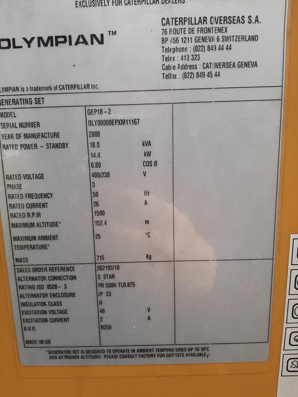 Generator curent Caterpillar cu automatizare 18kwa