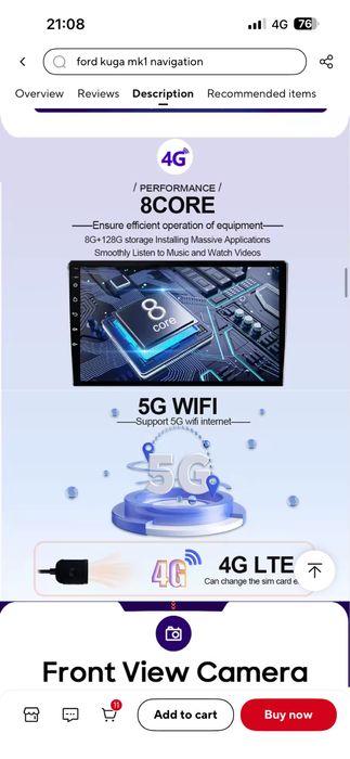 Навигация Q-led 8 Gb Ram 8 ядраен процесор за Ford C-Max Kuga