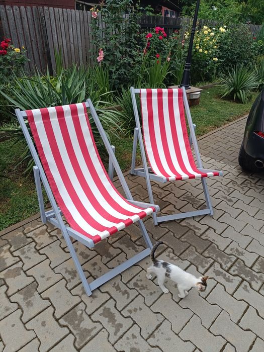 Sezlong cadru lemn si panza