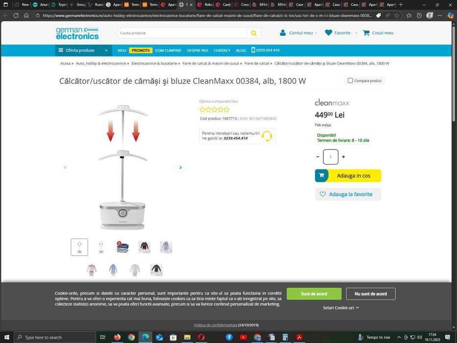 Robot de calcat camasi si bluze Cleanmaxx 1800 w