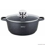 Cratita din aluminiu turnat, cu strat marmorat, cu capac din sticla,