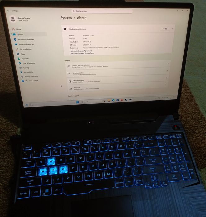 Asus tuff gaming f15, i7 11800h, 16 gb ram, rTX 3050 ti 4vram