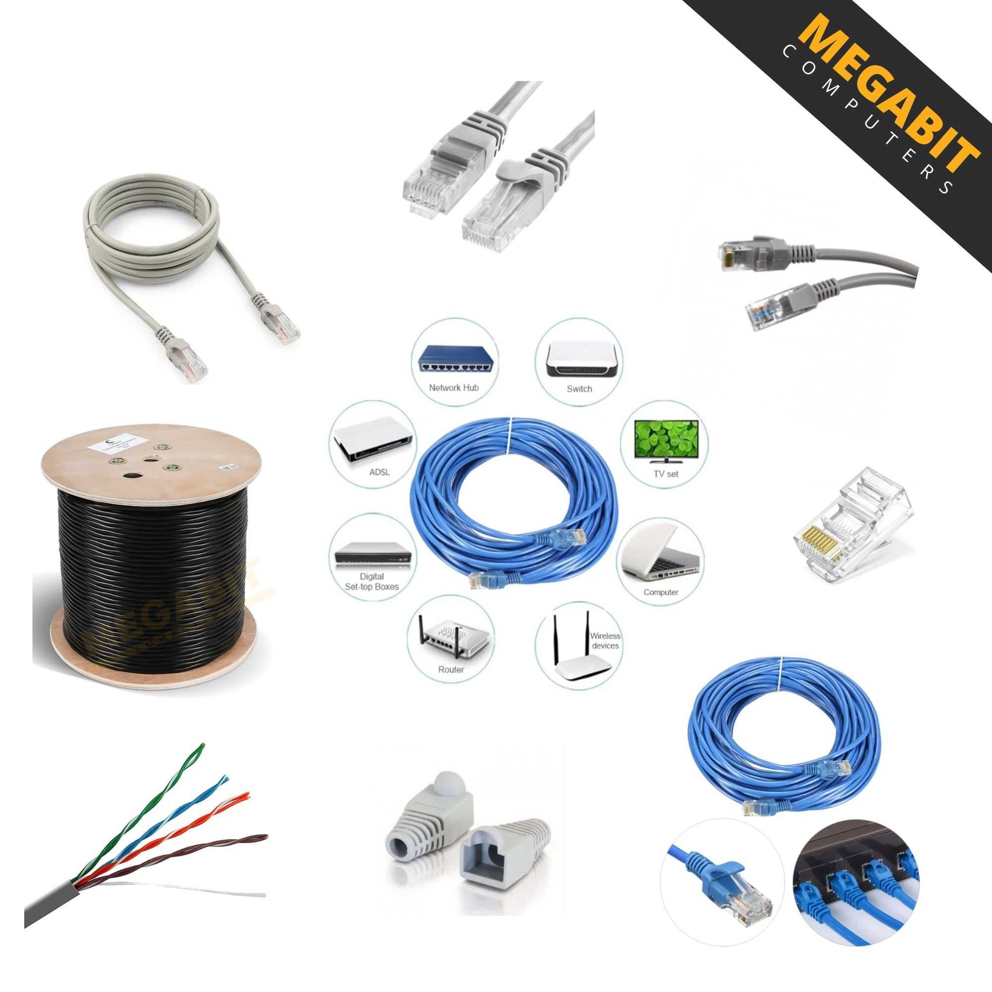 UTP кабель 1,3,5,10,15,30,50м. Сетевой Lan кабель! Патч-корд! RJ45