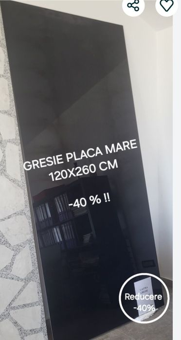 -40% !! Gresie/faianta 120x260 cm negru intens, lucioasa